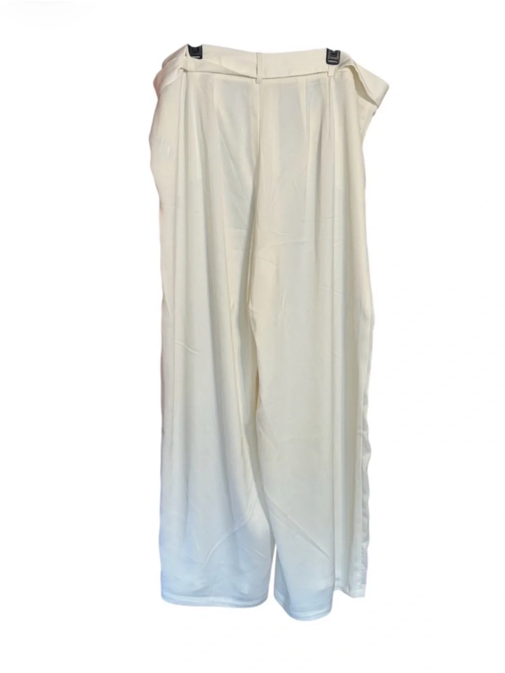 Eloquii Ivory Wide Leg Pants Size 20 High Rise Tie Waist Palazzo Trousers - Picture 3 of 3